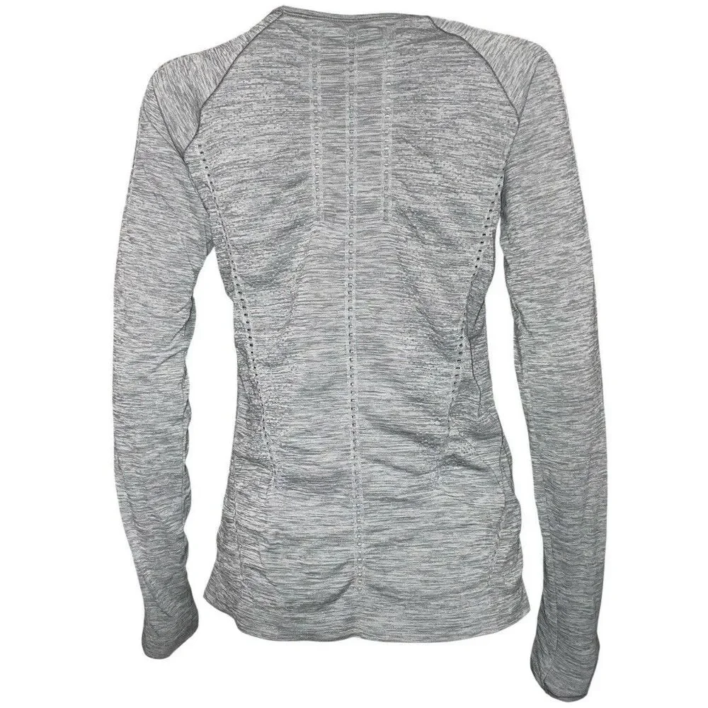 Athleta Foothill Seamless Long Sleeve Heathered Gray Women’s Athletic Top Size M